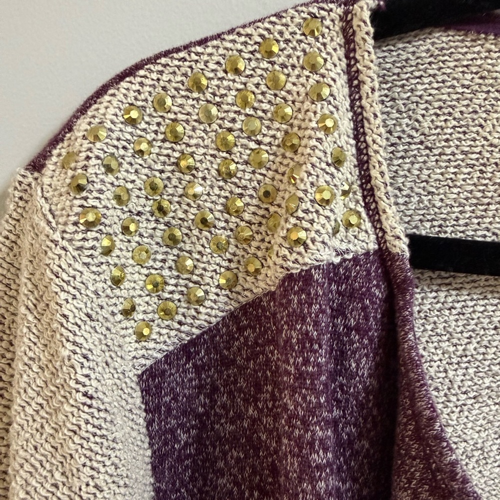 Style & Co. Purple and Cream Women's Cardigan. Size PM - Picture 4 of 7